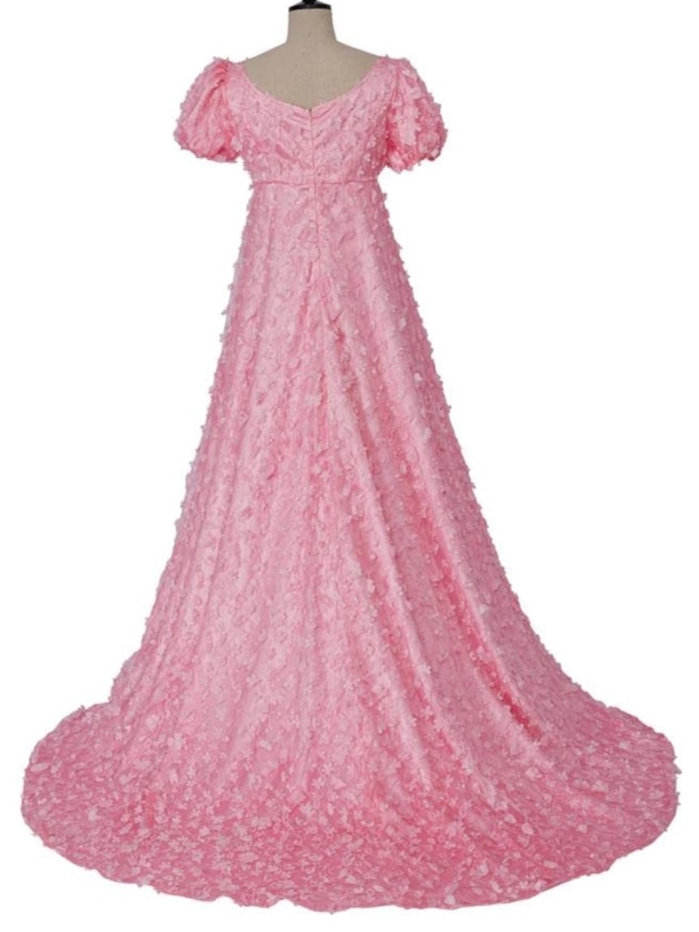 Pink Floral Maxi Puff Sleeve Cottagecore Romantic Formal Gown Women's. Size L - Picture 6 of 7